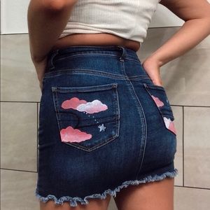 American Eagle Painted Denim Skirt